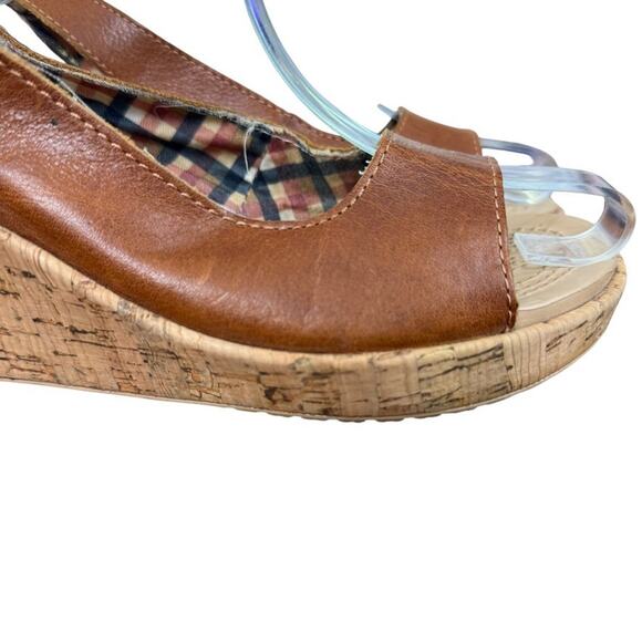 Crocs A-Leigh Leather Brown Cork Wedge Slingback Open Toe Sandals Shoes sz 7 - Picture 13 of 16